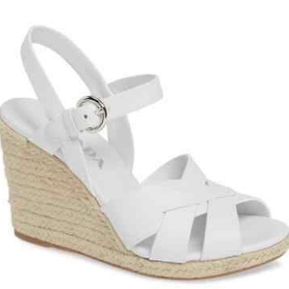 NEW PRADA Cris Cross Espadrille Wedge